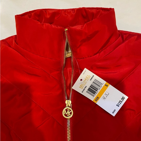 Red Puffer Vest by Michael Kors w/ Gold hardware, small - Picture 3 of 5